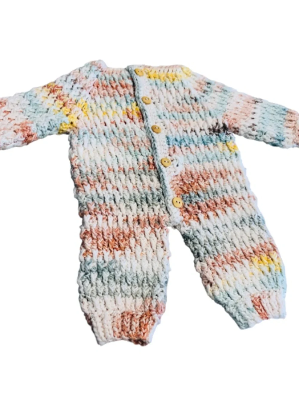 Newborn Baby Romper Gift Set with Beanie & Crochet Wooden Ring 0-3 Months